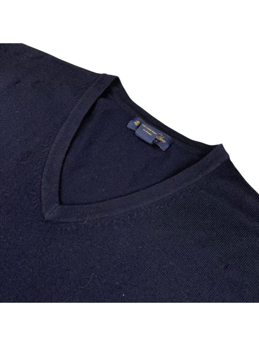 Brooks Brothers Men's Wool/Nylon Stretch V-Neck Pullover Sweater Navy Blue • XL